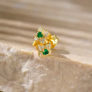 Minimalist Emerald Flower Stud Earrings