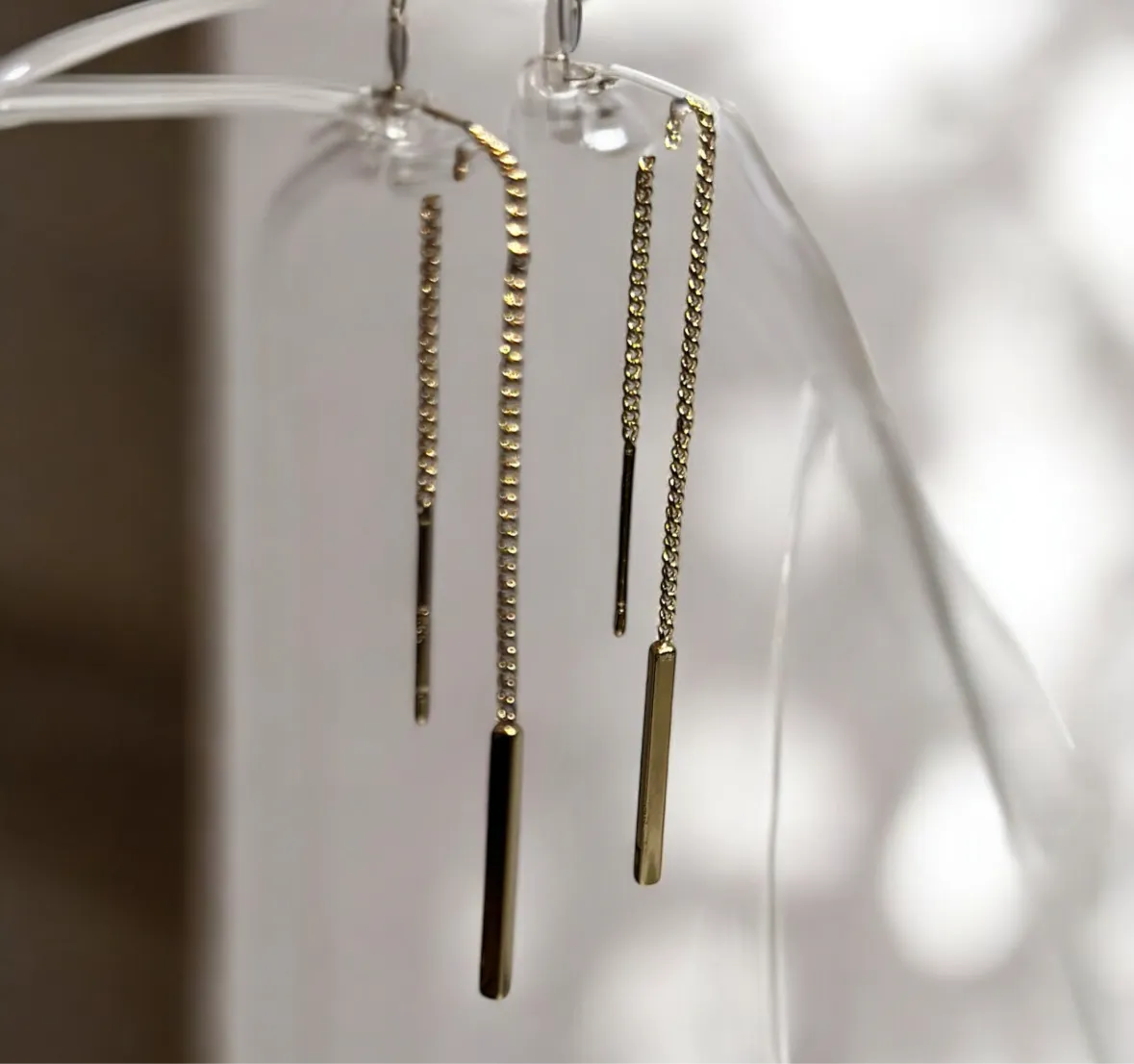 Minimalist - Golden bar dangle threader earrings | chain dangle earrings | minimalist elegant statement earrings | cute kawaii earrings