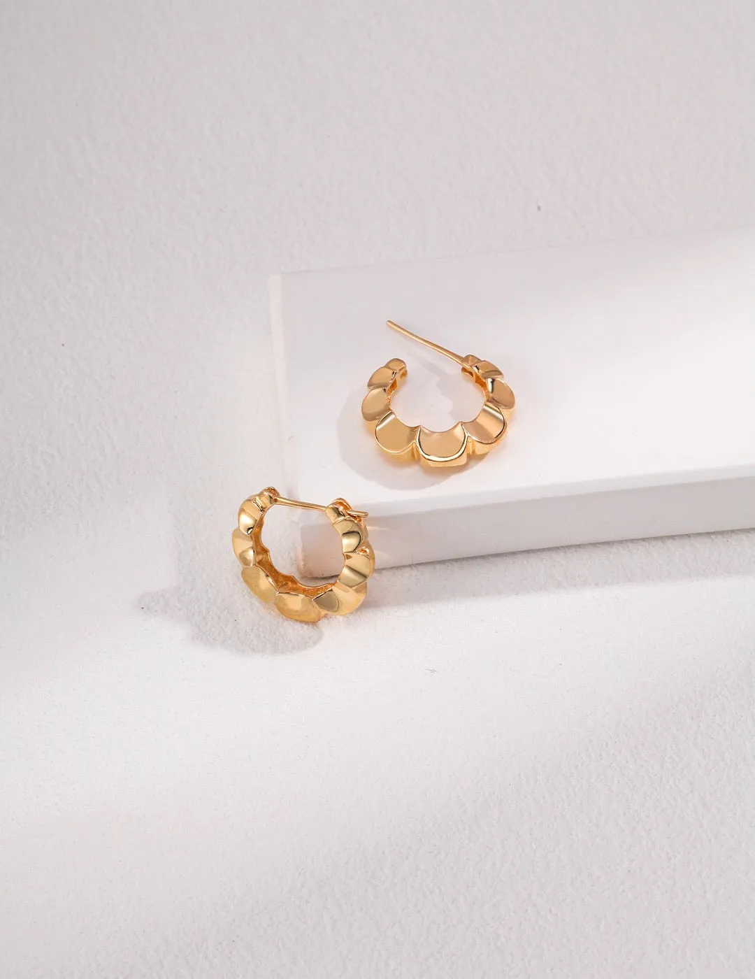 Minimalist Petal Hoop Earrings