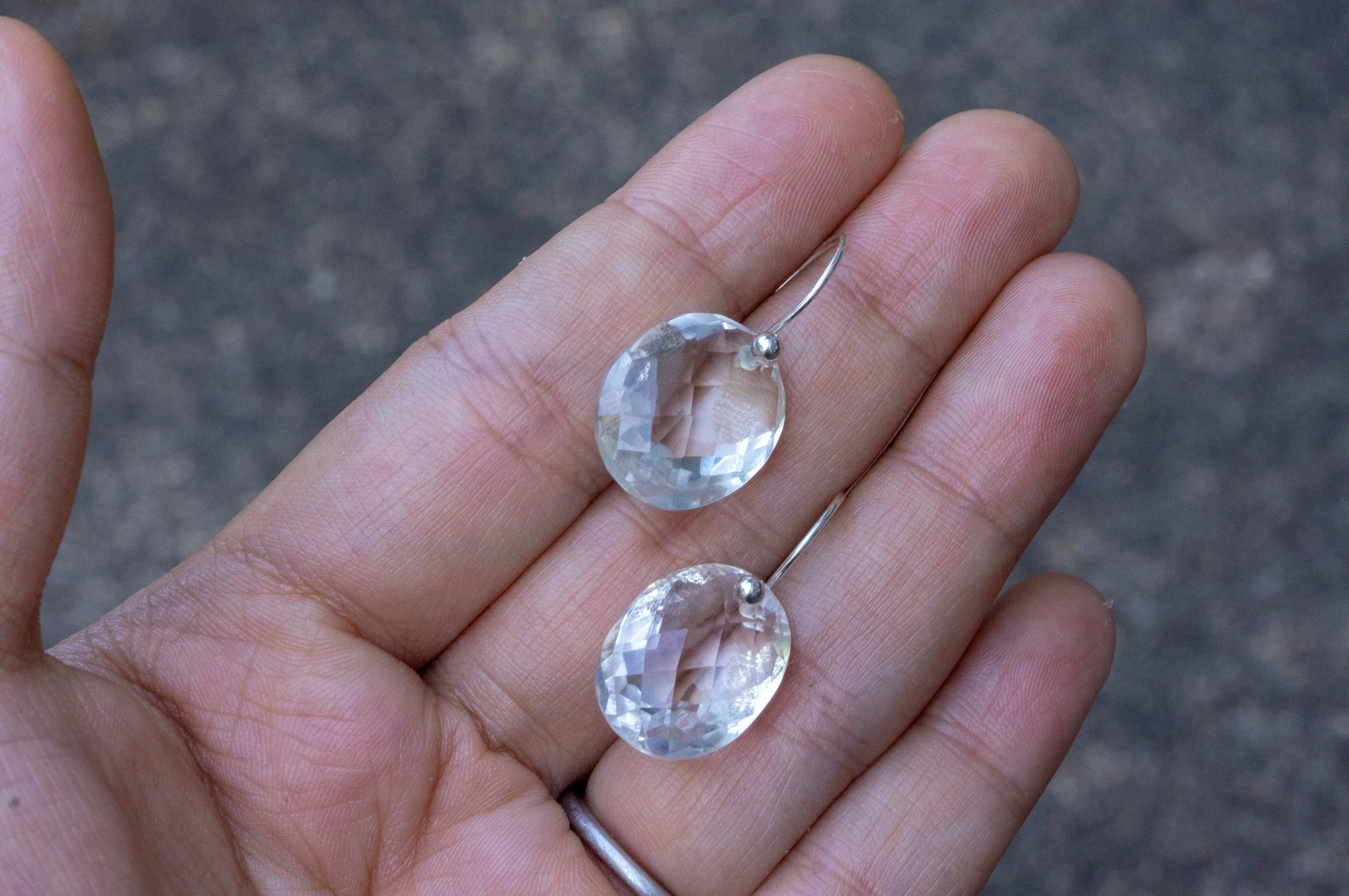 Minimalist quartz drop earrings