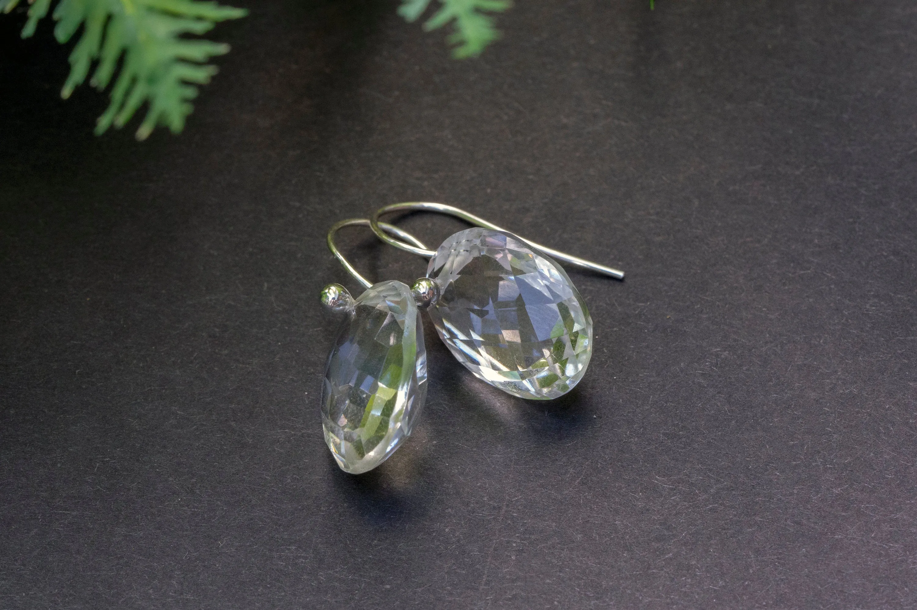Minimalist quartz drop earrings