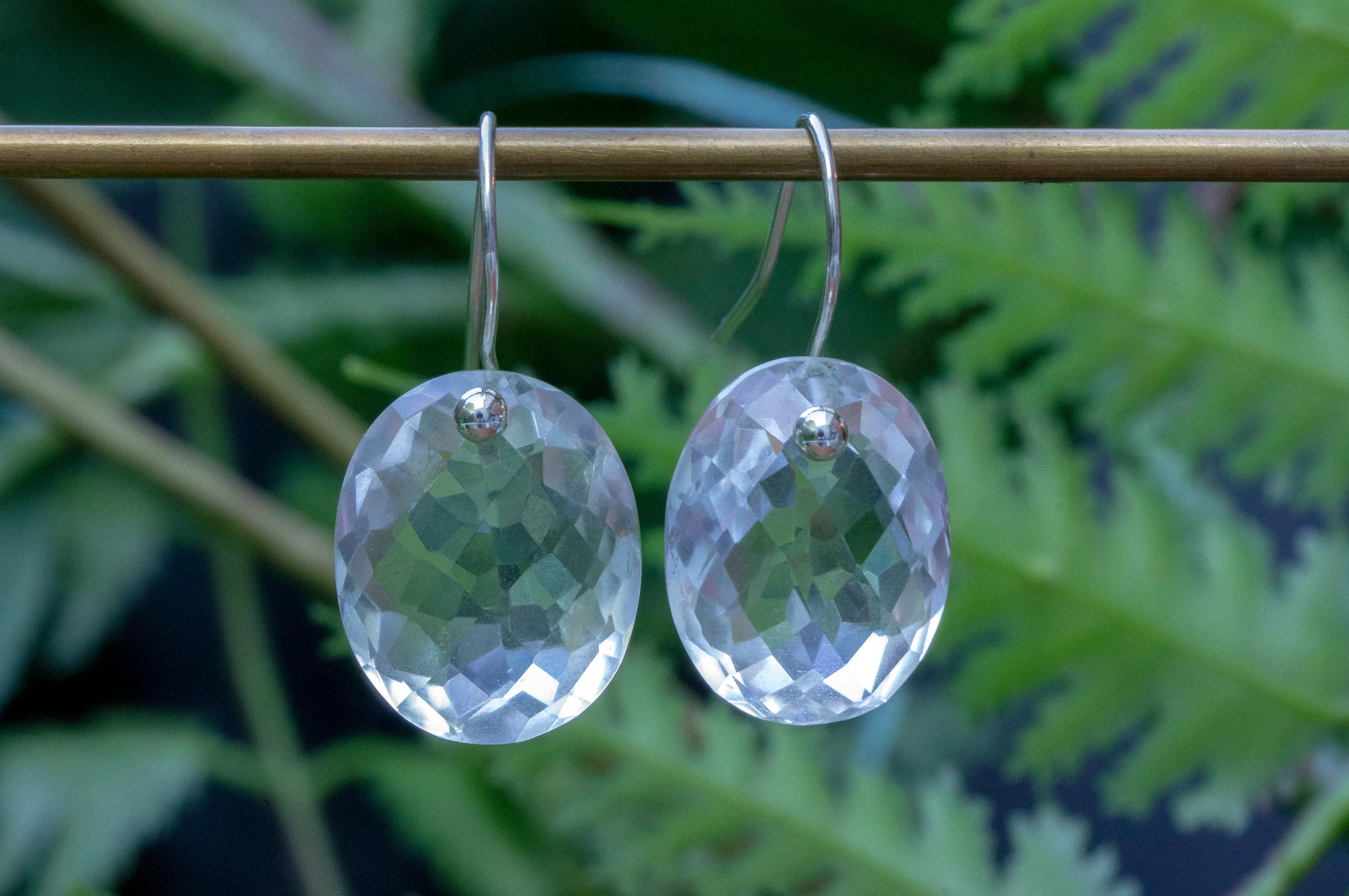 Minimalist quartz drop earrings