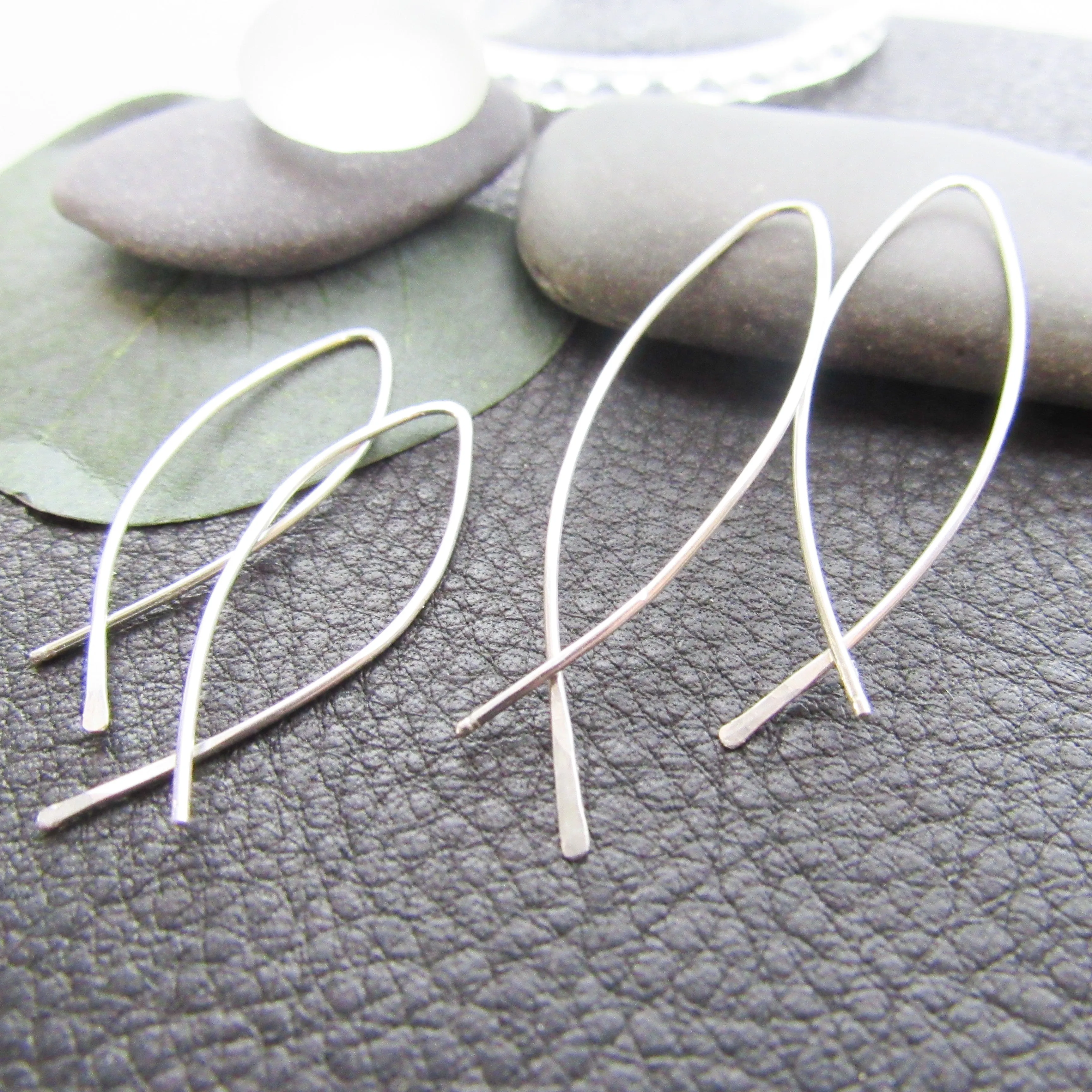 Minimalist Silver Feather Earrings - Two Sizes