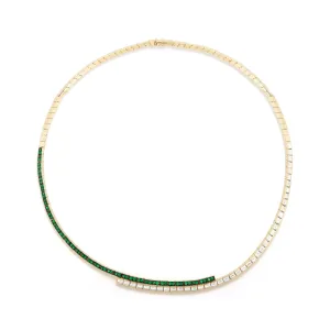 Modern Deco Diamond and Emerald Choker