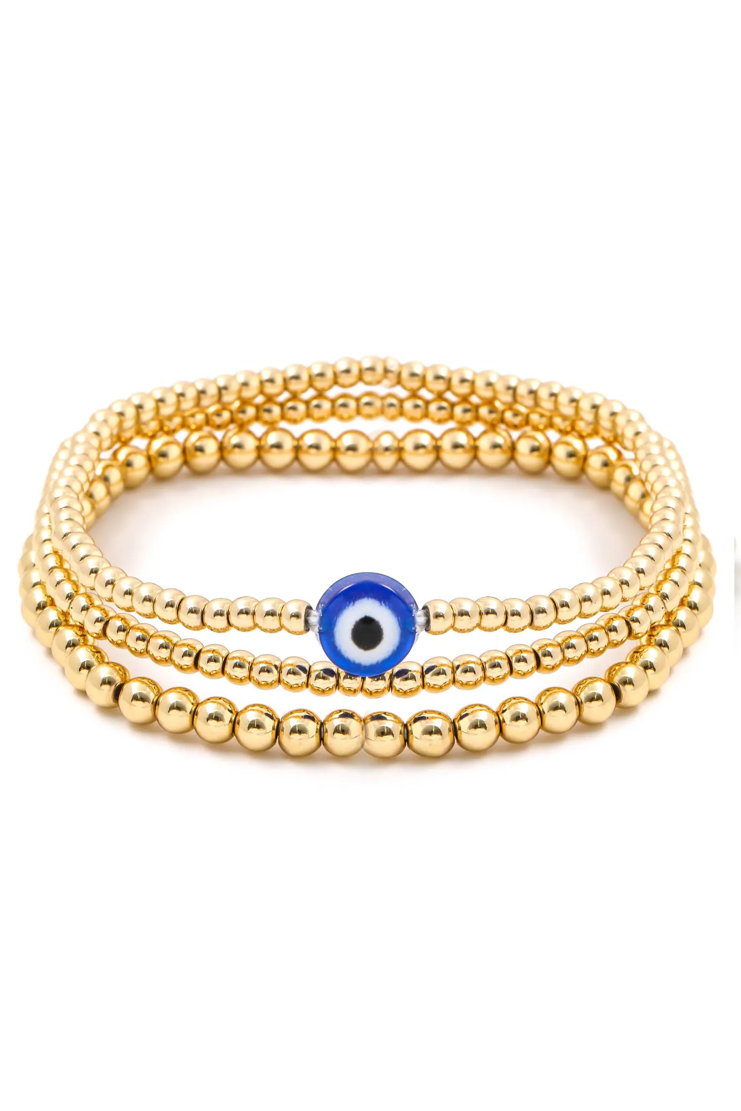 Multi Beaded Evil Eye Bracelet Set Navy