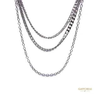 Necklace with Three Types of Chains C286 - Gafforelli Srl