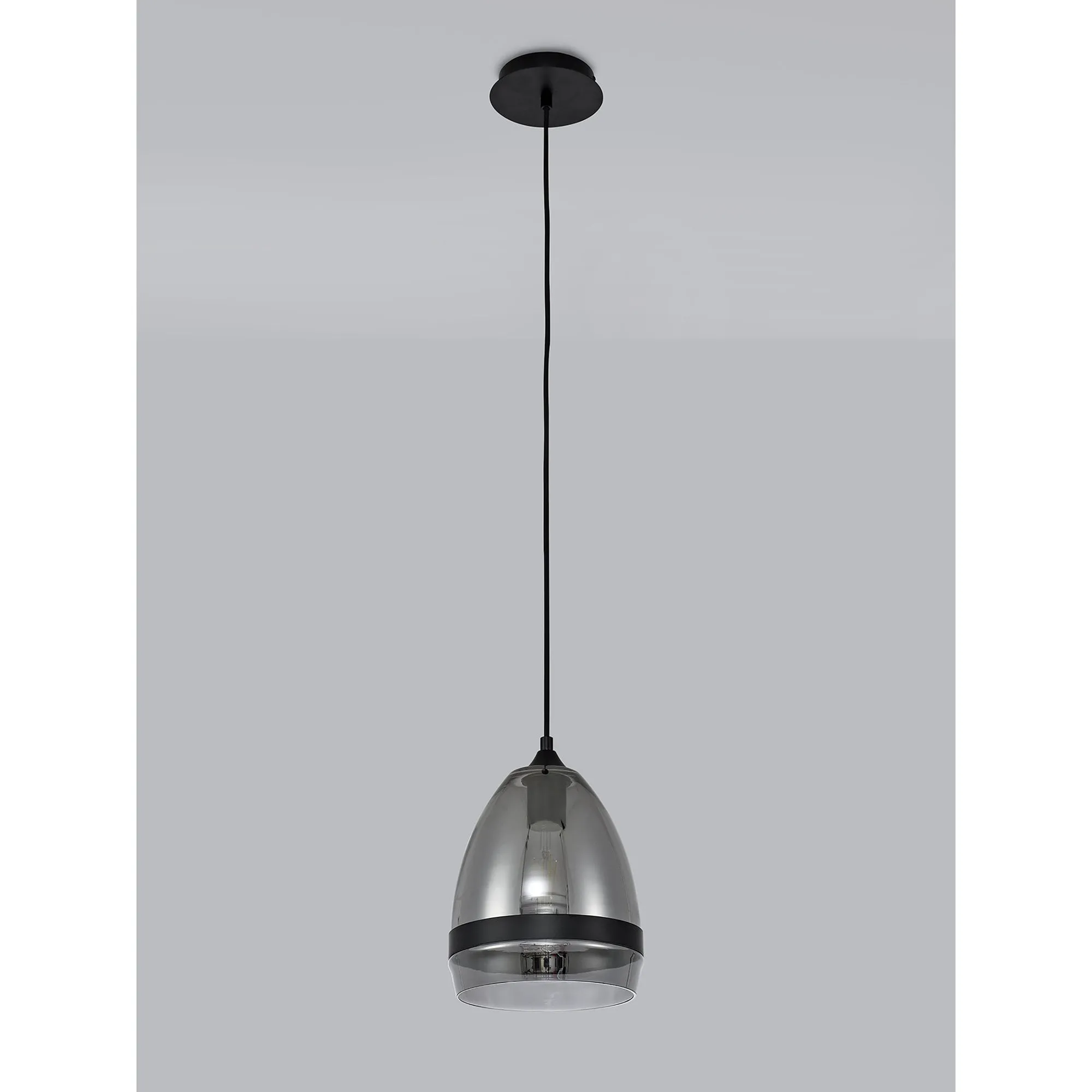 Nelson Lighting NL84859 Kane Pendant 20cm Cone Matt Black & Smoke
