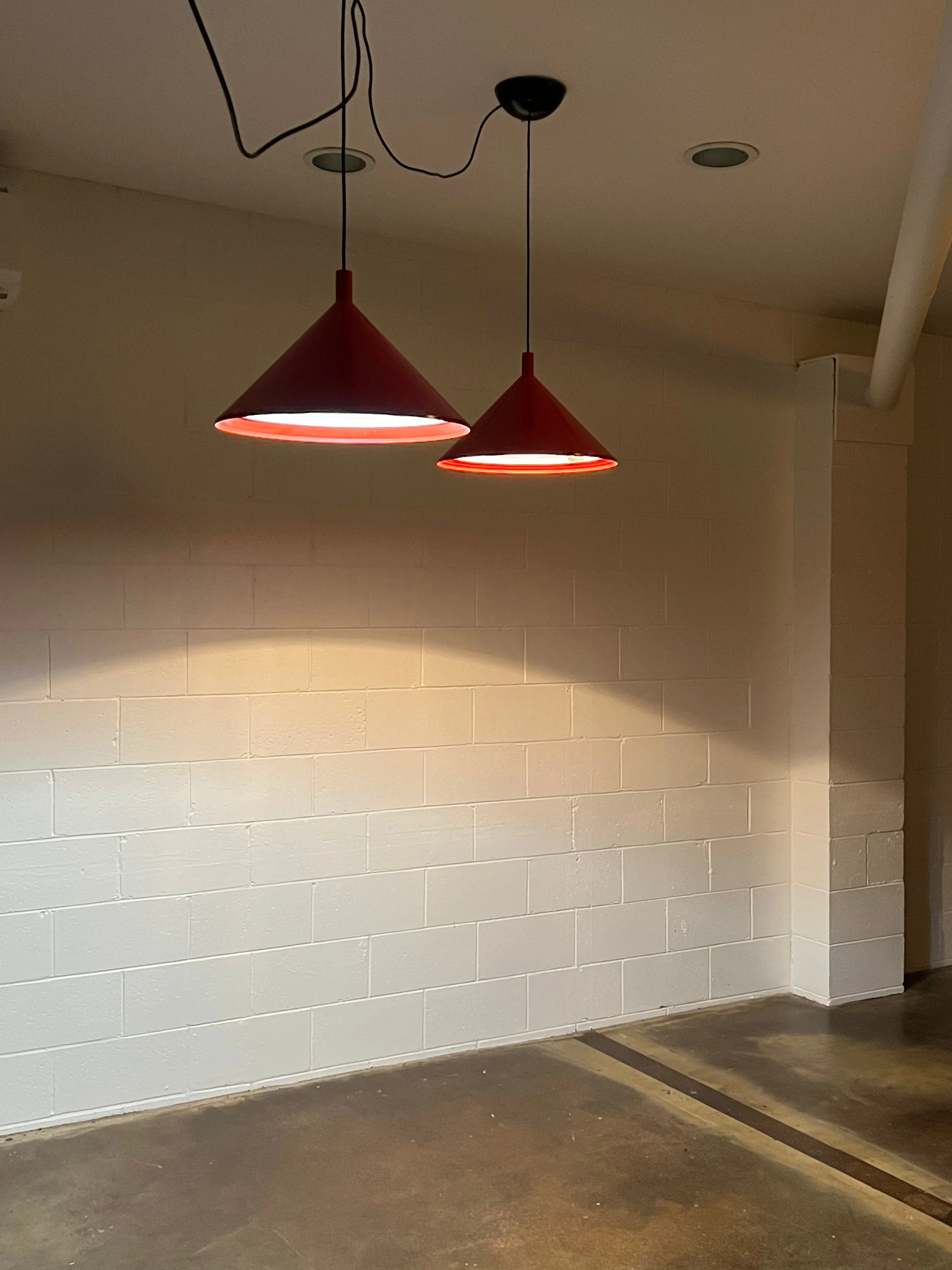 Pair of Red Pendant Lights by Elio Martinelli, 1980s