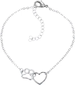 Paw Print Silver Bracelet for Women Bracelet Pack Dog Cat Pets Man Bracelet Birthday Stainless Steel Bead Bracelets for Women