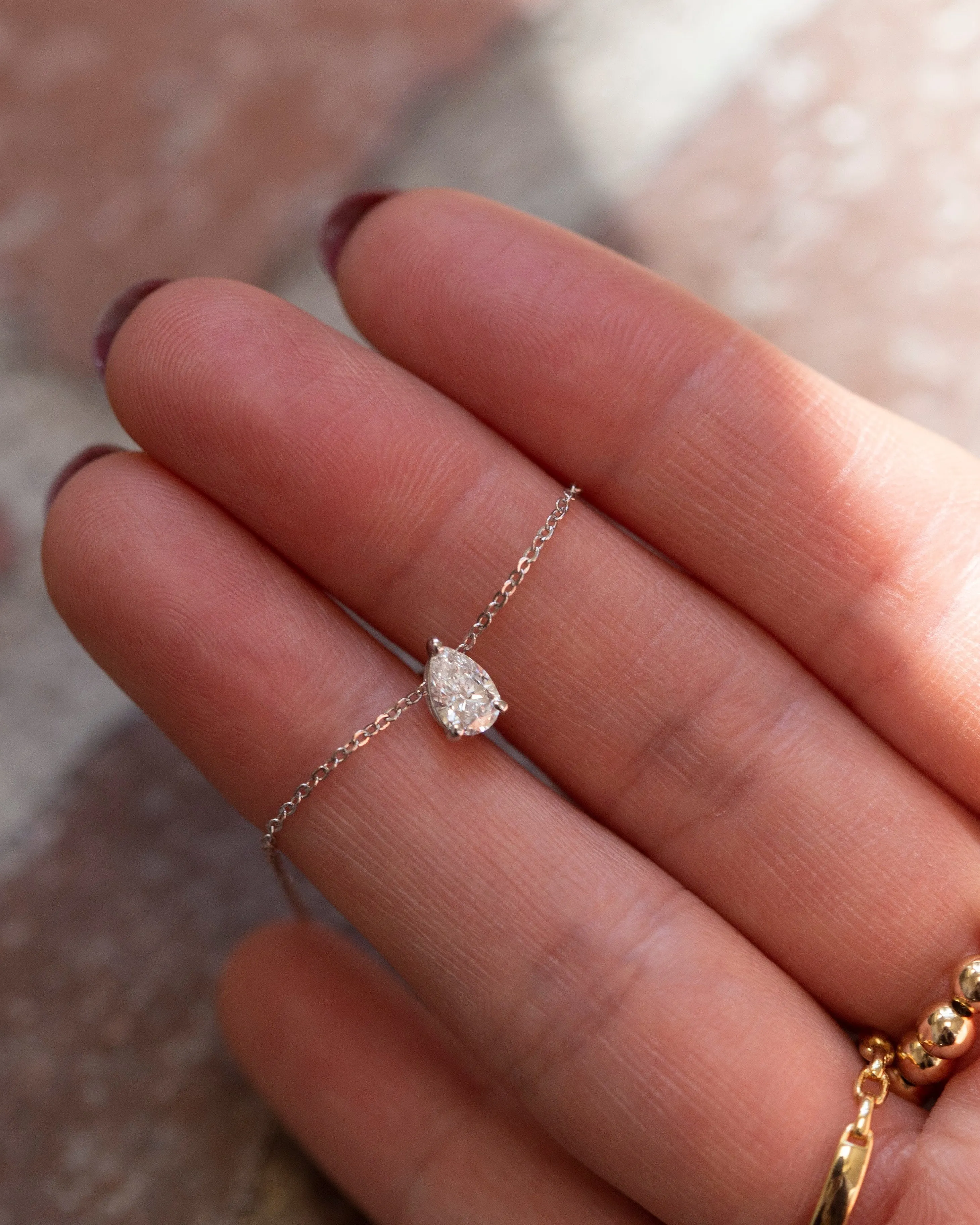 Pear Cut Diamond Solitaire Necklace