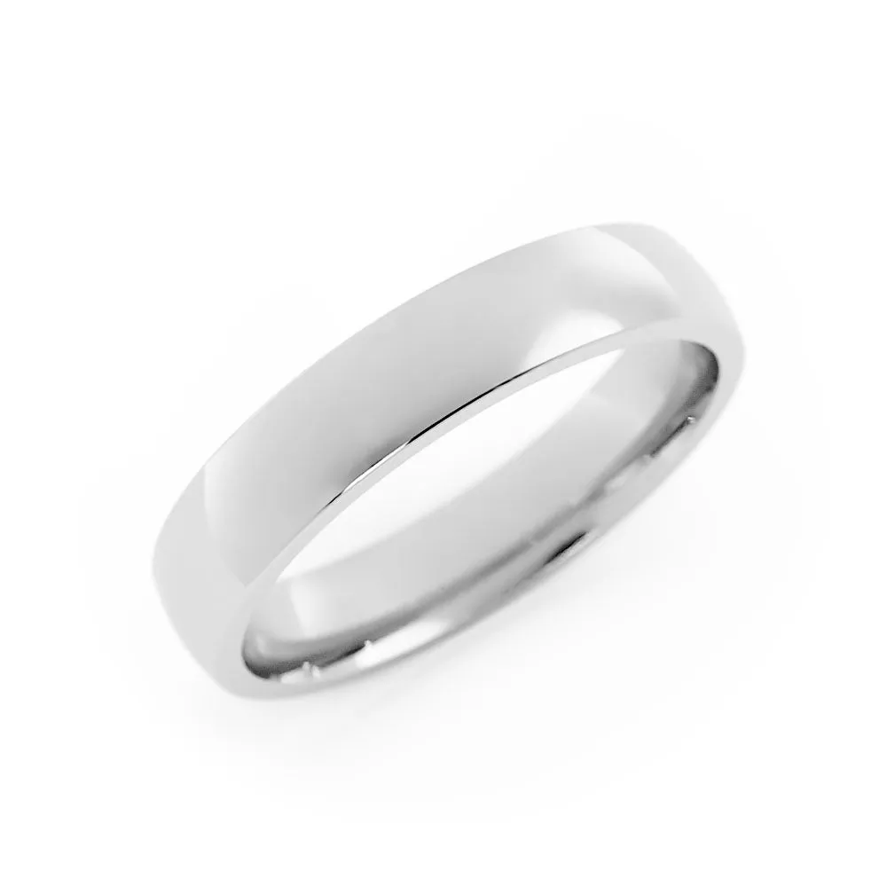 Platinum High Polish Heavy Domed 4mm Wedding Band