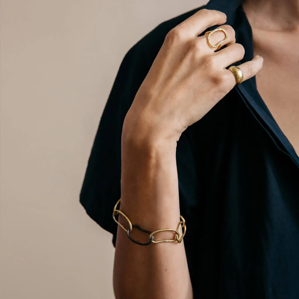 Pool Link Bracelet - Oxidized Brass
