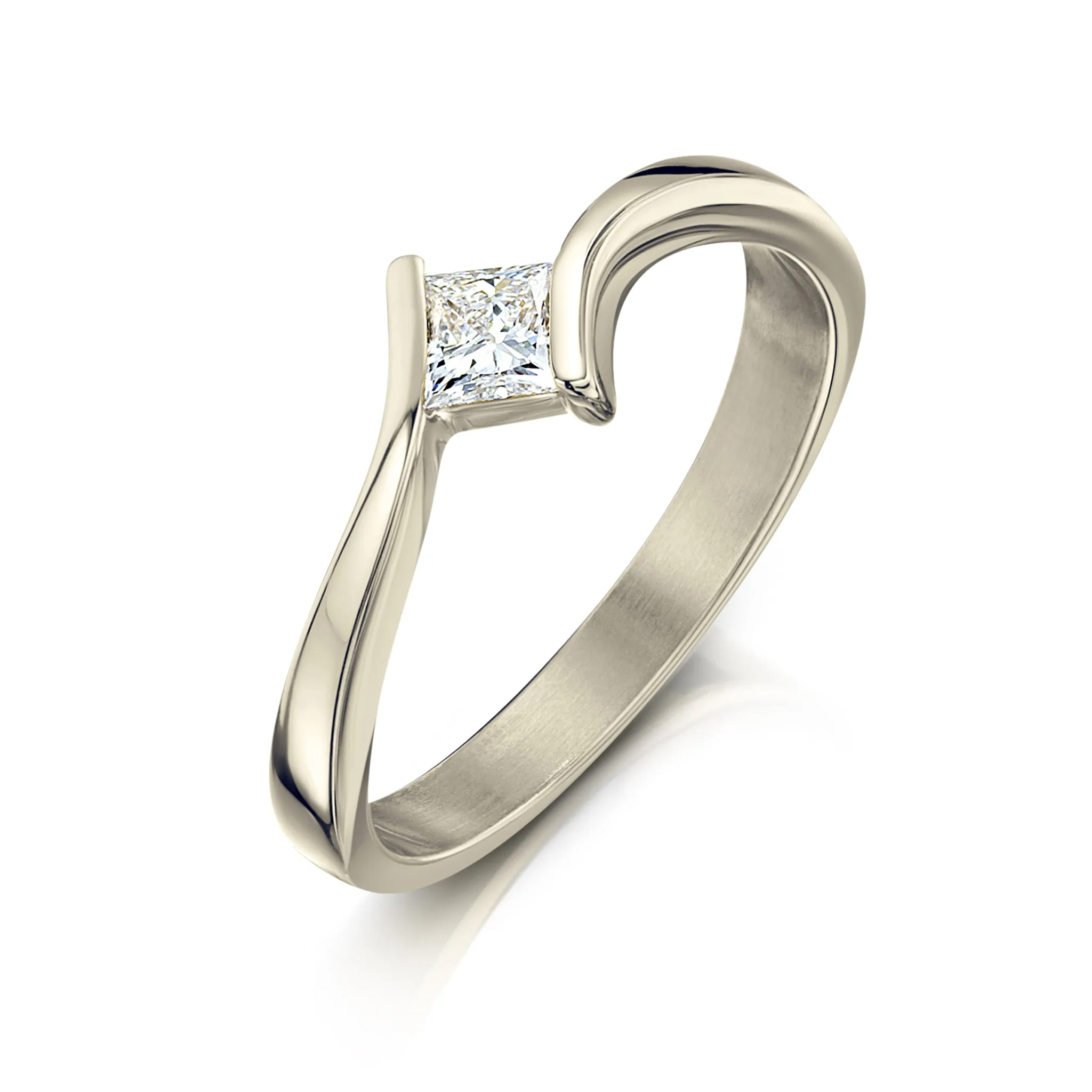 Princess Solitaire 0.25ct Diamond Ring in 18ct White Gold