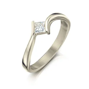Princess Solitaire 0.25ct Diamond Ring in 18ct White Gold