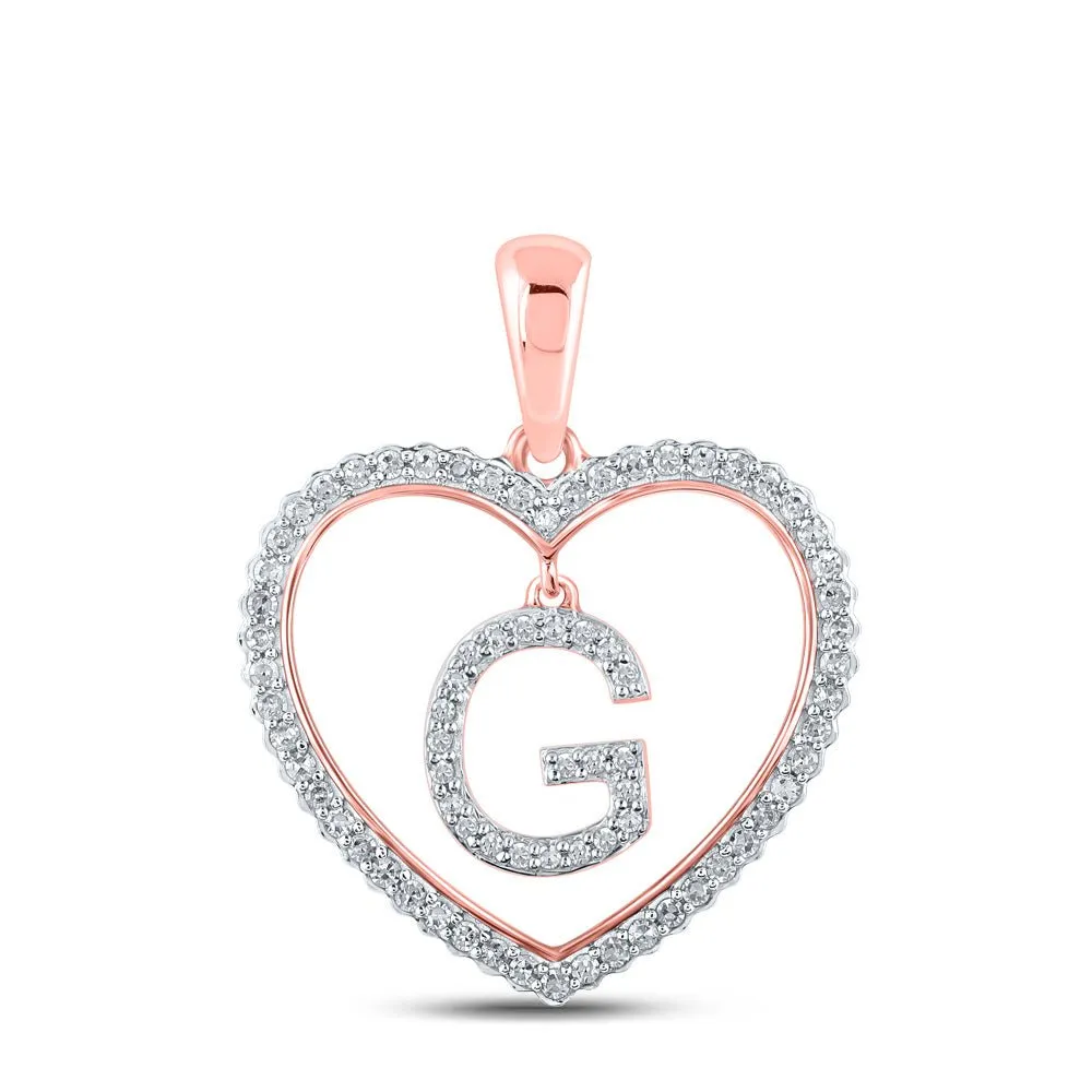 Romantic Rose Gold Diamond Initial Pendant - Personalized Love Letter Necklace