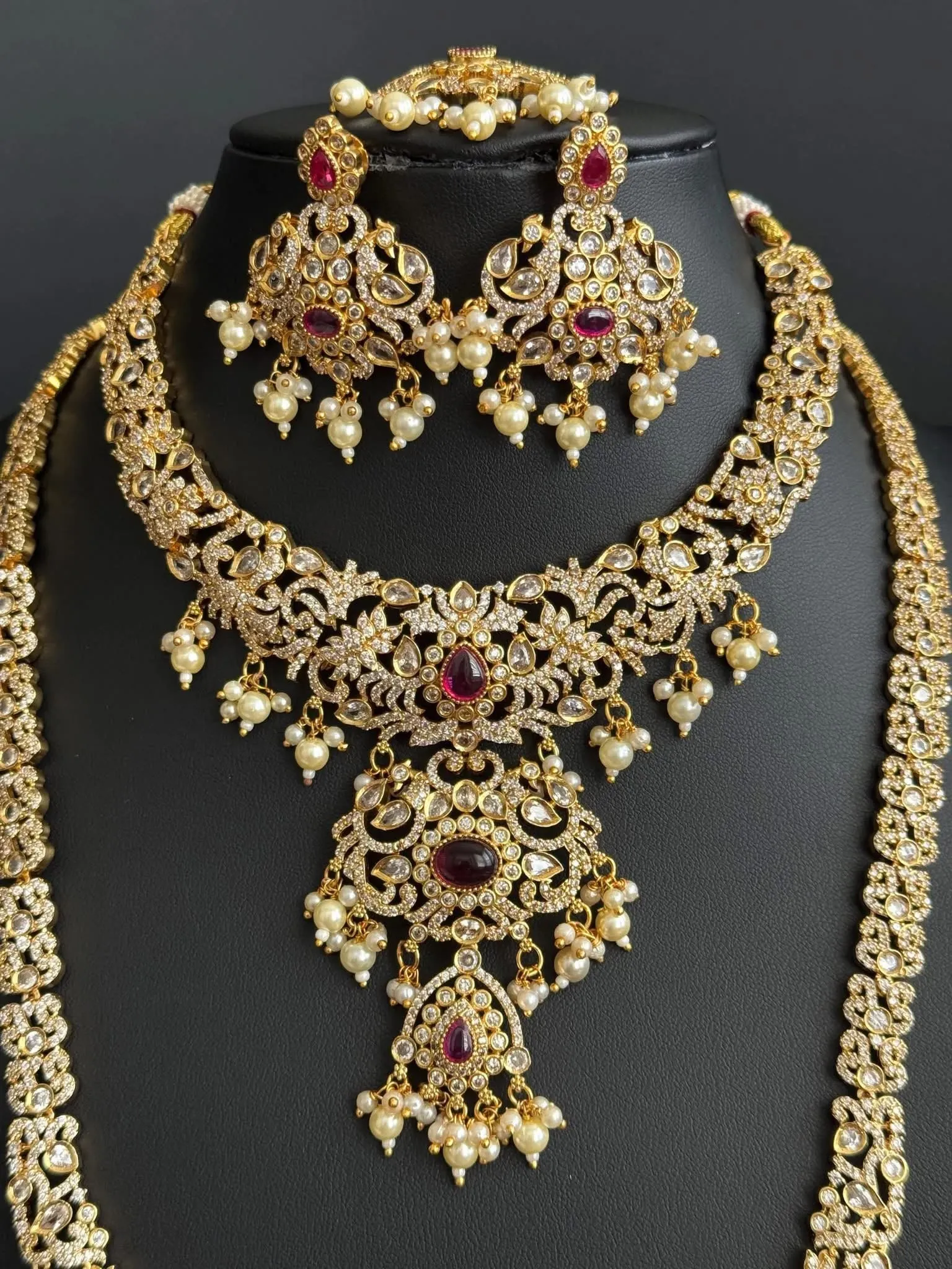 Ruby Traditional Guttapusalu Haram-Jewelry Set