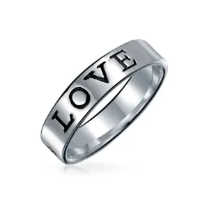 Sentimental Silver Ring: Stay Strong Promise Eternity Band Oxidized Sterling