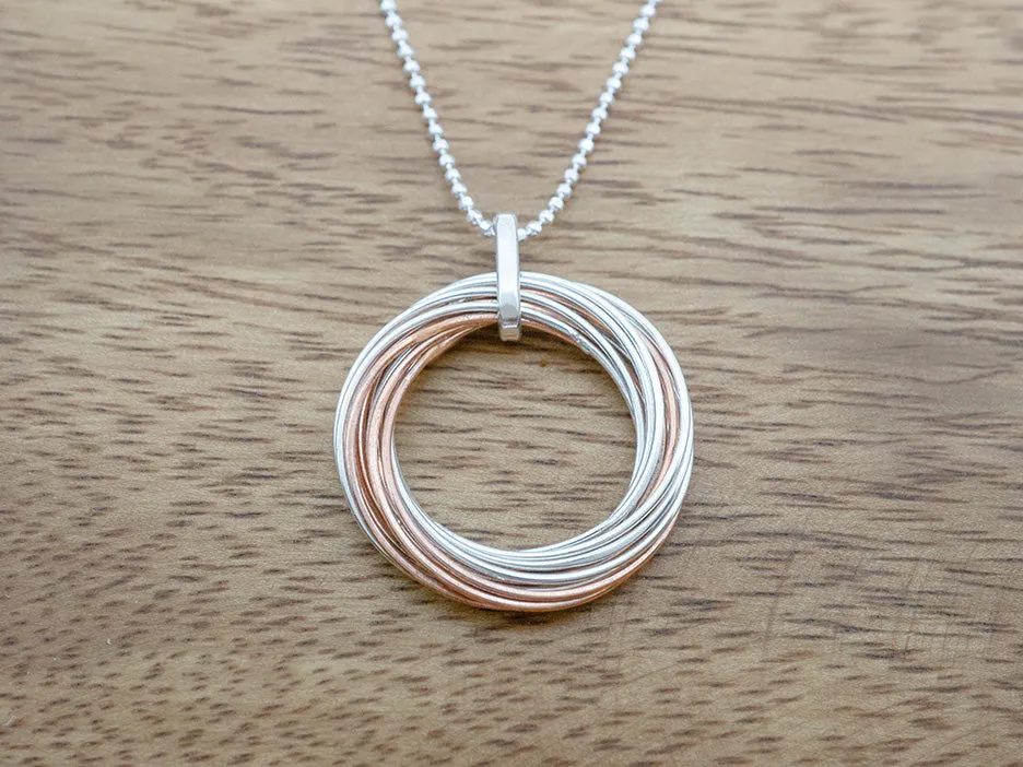 Silver & Copper Multi-Rings Pendant