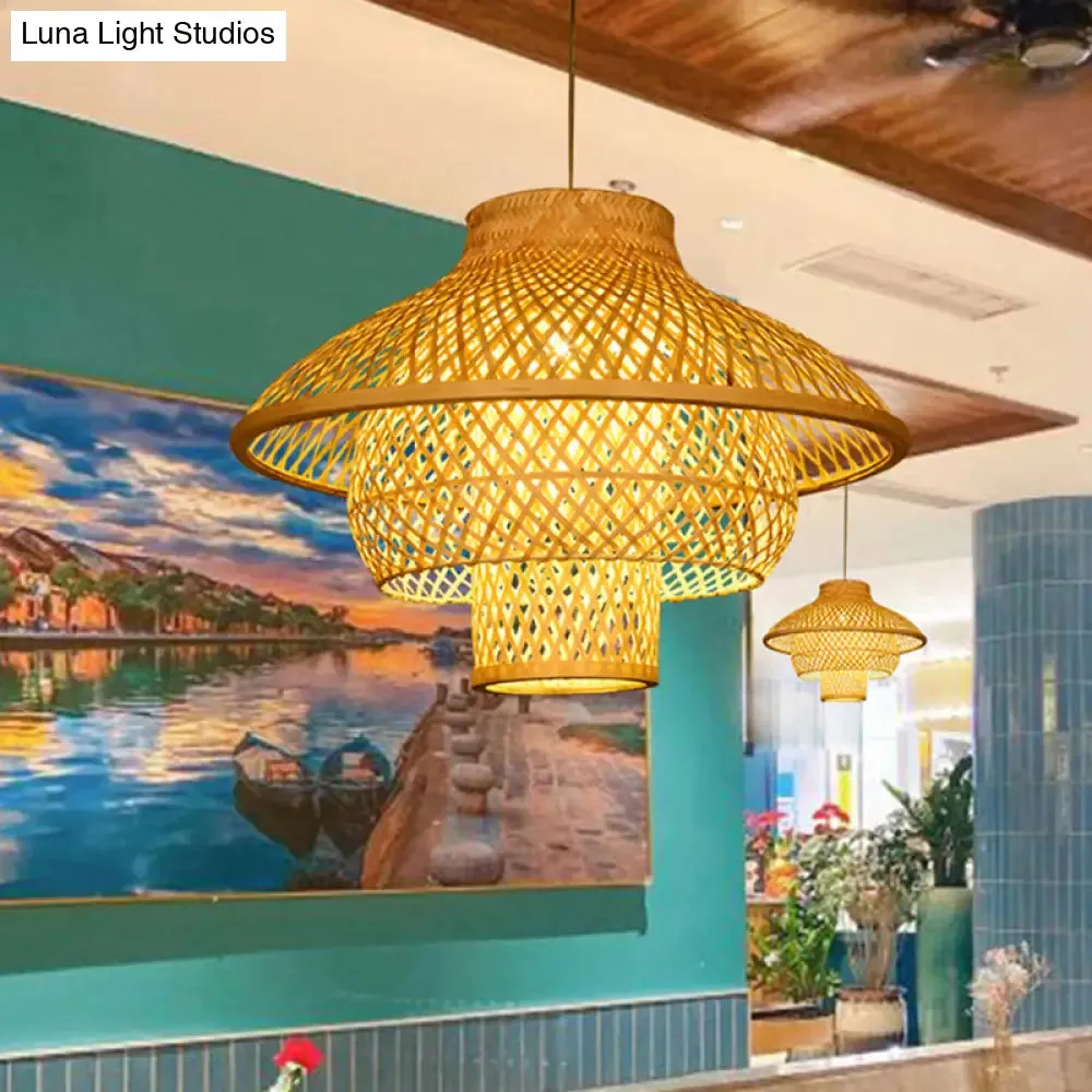 Sleek Bamboo Suspension Light - Simplicity 1-Light Pendant for Restaurants