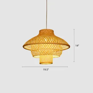Sleek Bamboo Suspension Light - Simplicity 1-Light Pendant for Restaurants