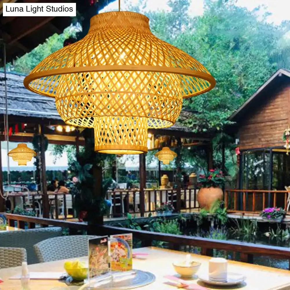 Sleek Bamboo Suspension Light - Simplicity 1-Light Pendant for Restaurants