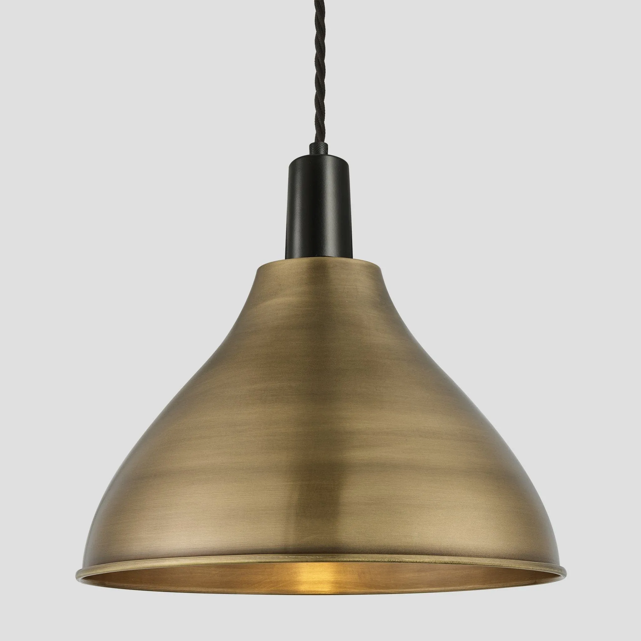 Sleek Cone Pendant - 12 Inch - Brass