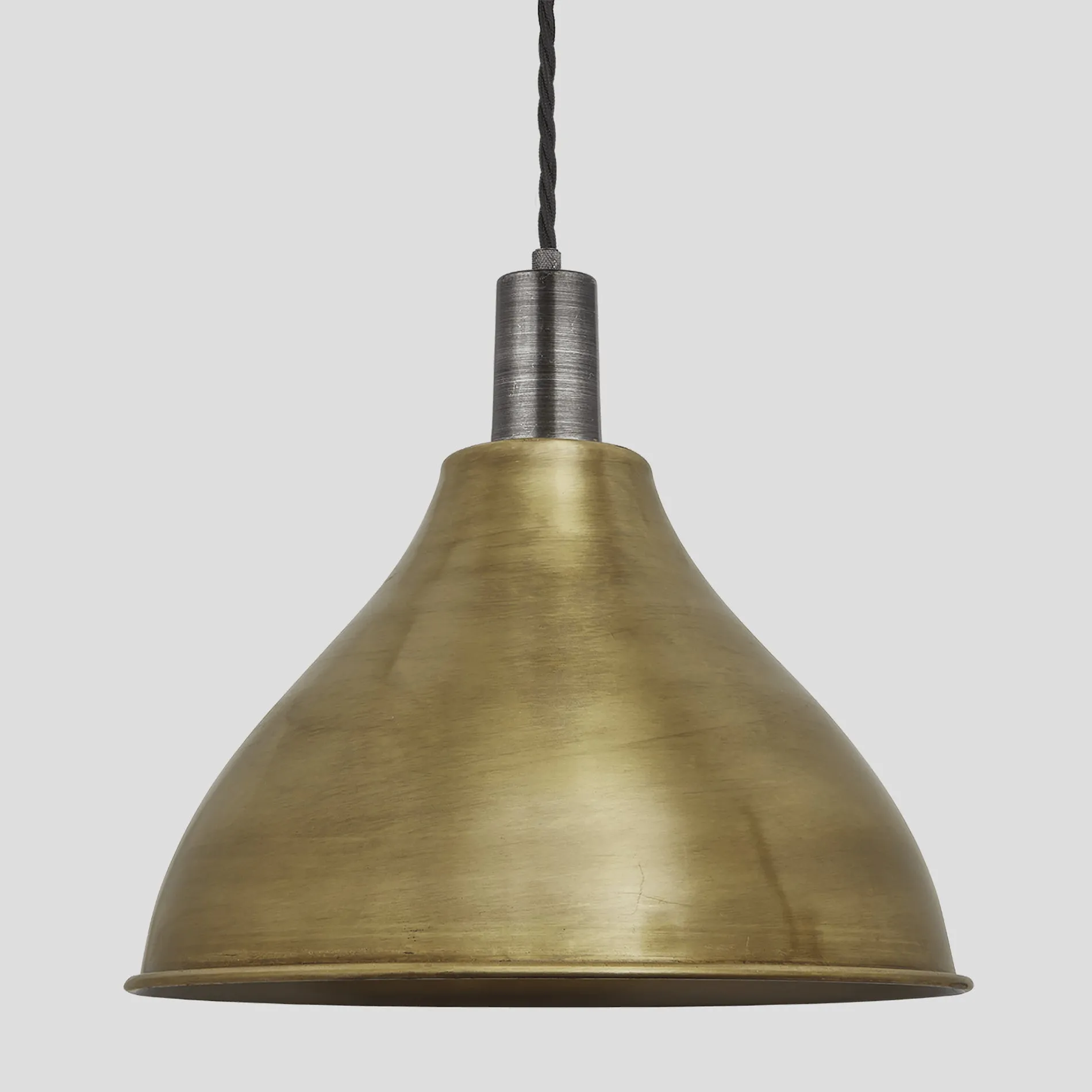 Sleek Cone Pendant - 12 Inch - Brass