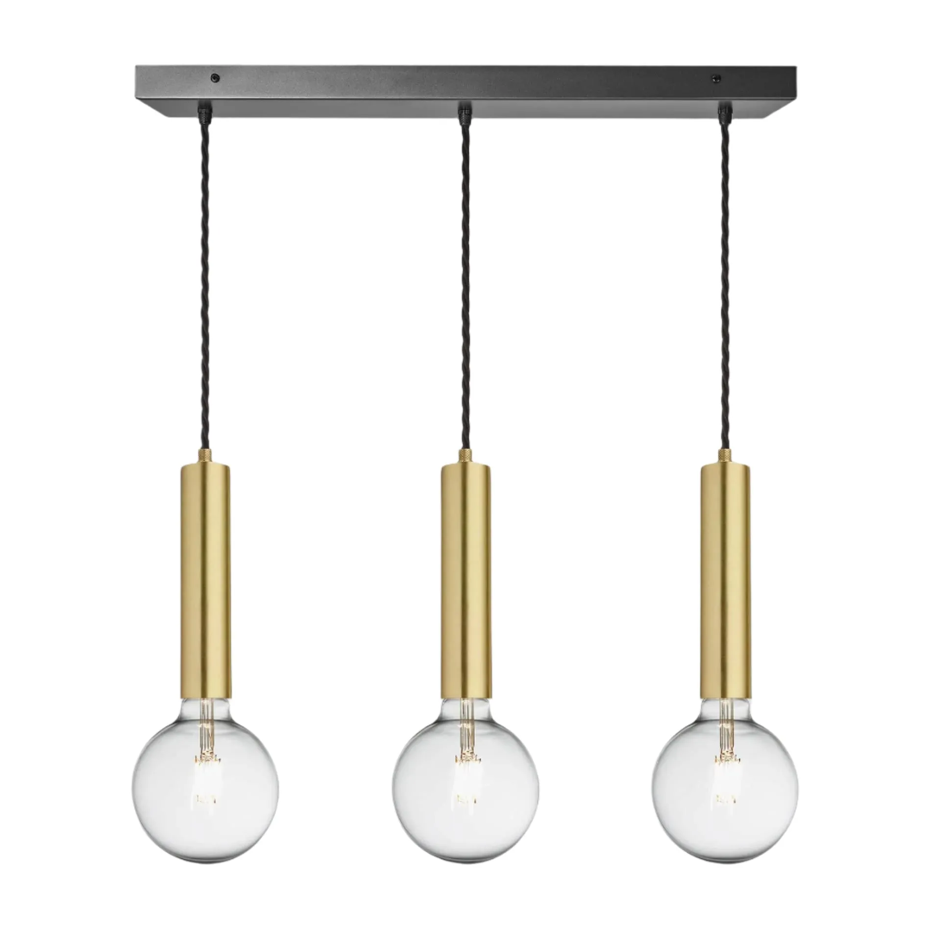 Sleek Cylinder 3 Wire Cluster Lights - Brass