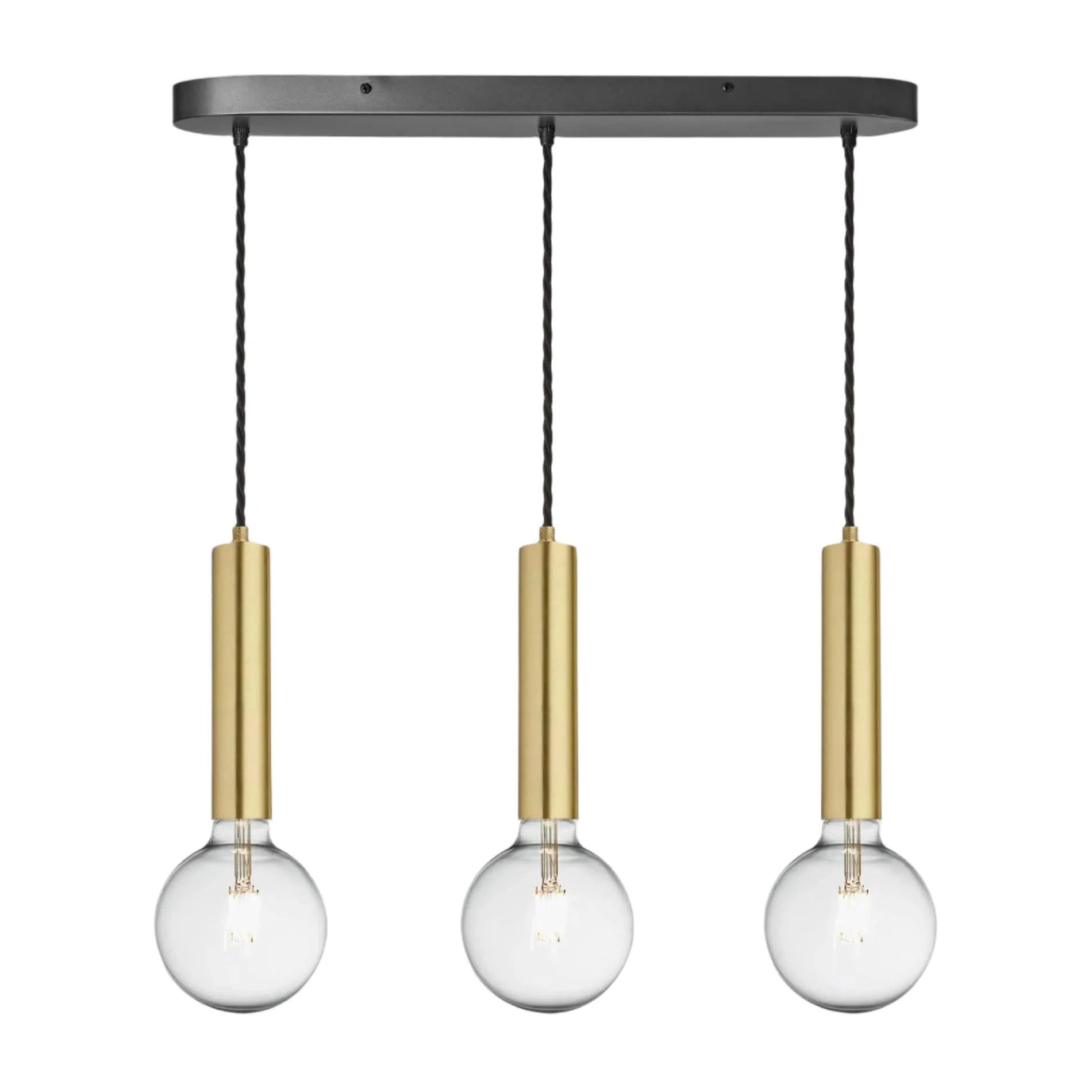 Sleek Cylinder 3 Wire Cluster Lights - Brass