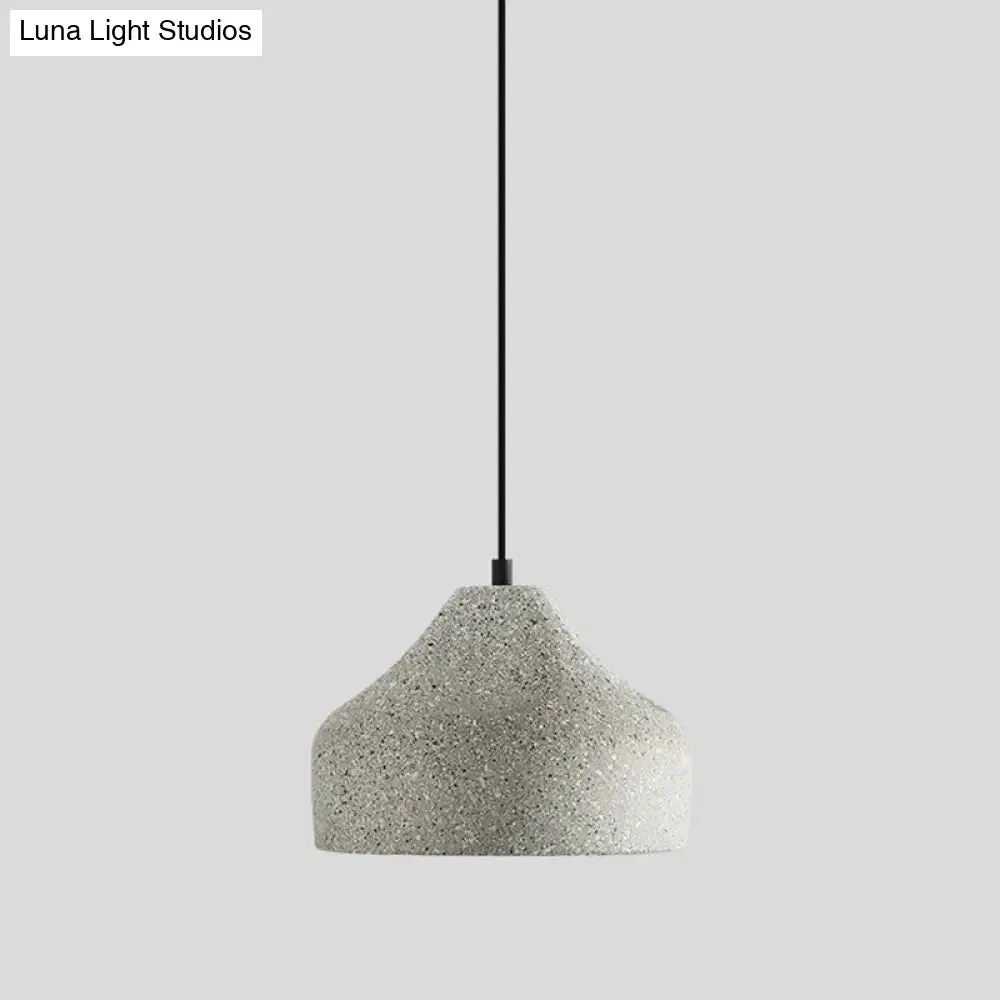 Sleek Single Pendant Light: Geometric Cement Ceiling Fixture for Modern Restaurants