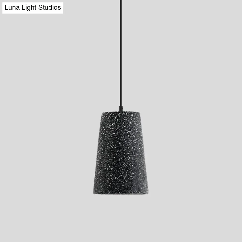 Sleek Single Pendant Light: Geometric Cement Ceiling Fixture for Modern Restaurants