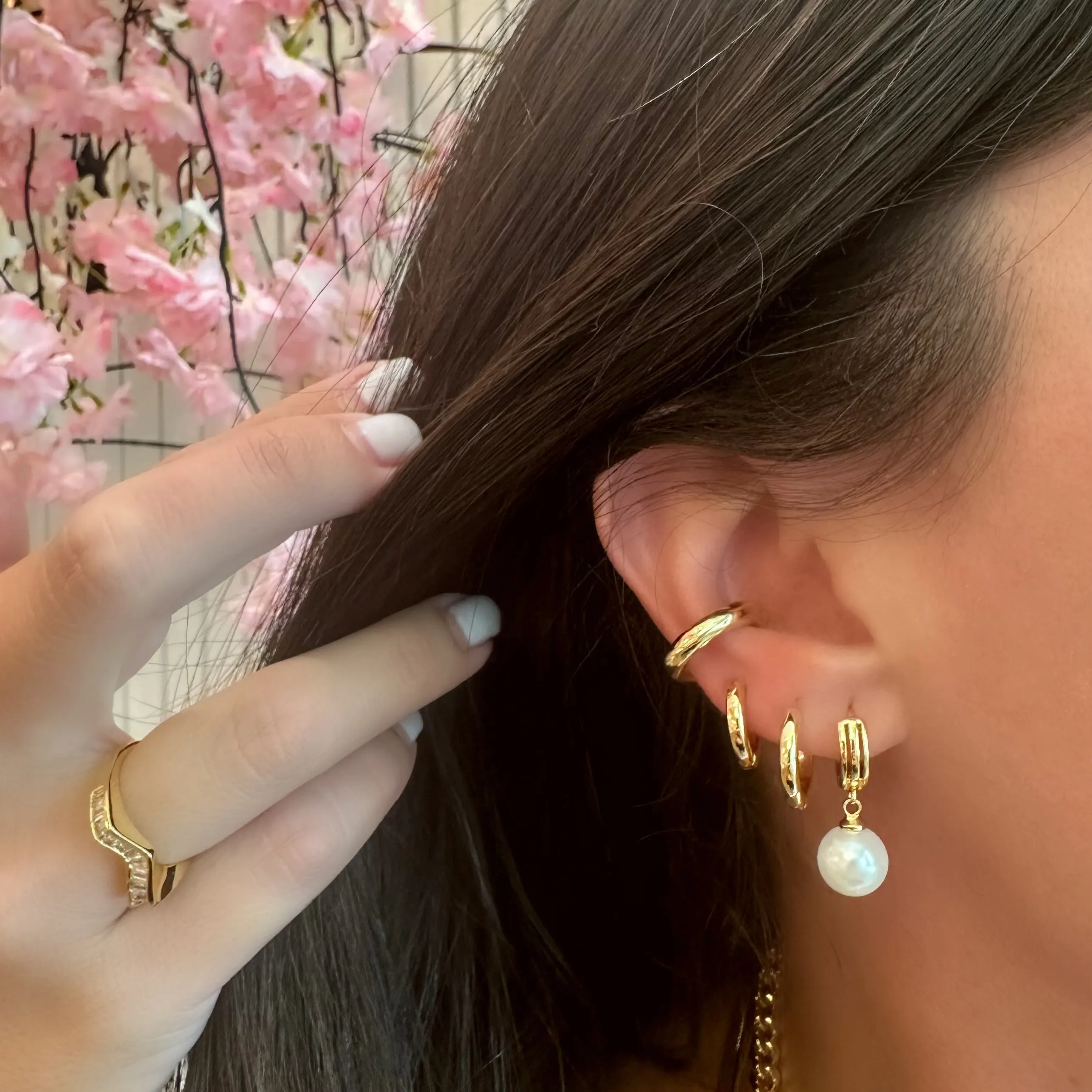 SMOOTH HOOPS TRIO EARRINGS  | Double 18K Gold Plated