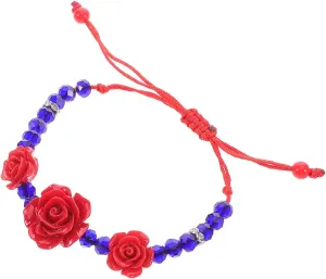 SOIMISS Flower Bracelet for Women Beaded Friendship Bracelet Valentine's Day Present Elastic Anklet