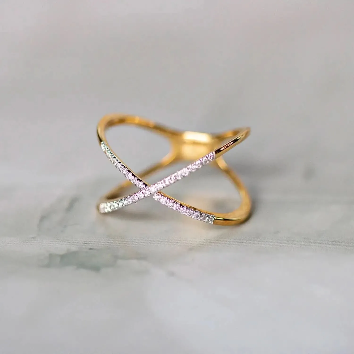Solid Gold Diamond Cross Ring
