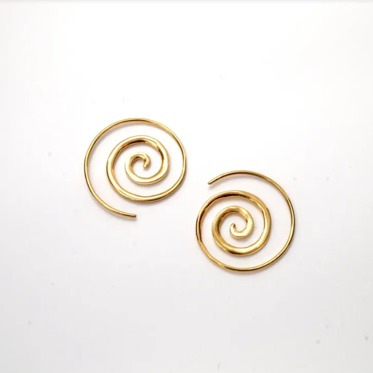 Spiral Earrings - Solid Sterling Silver - Small 1.25" Hoop (036S)