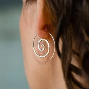 Spiral Earrings - Solid Sterling Silver - Small 1.25" Hoop (036S)