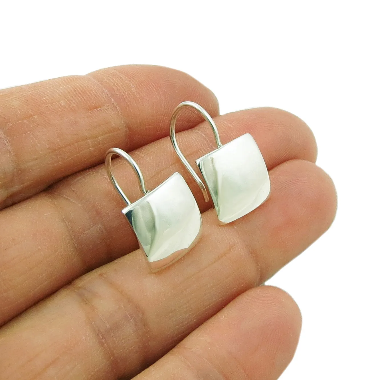 Square Sterling Silver Drop Earrings
