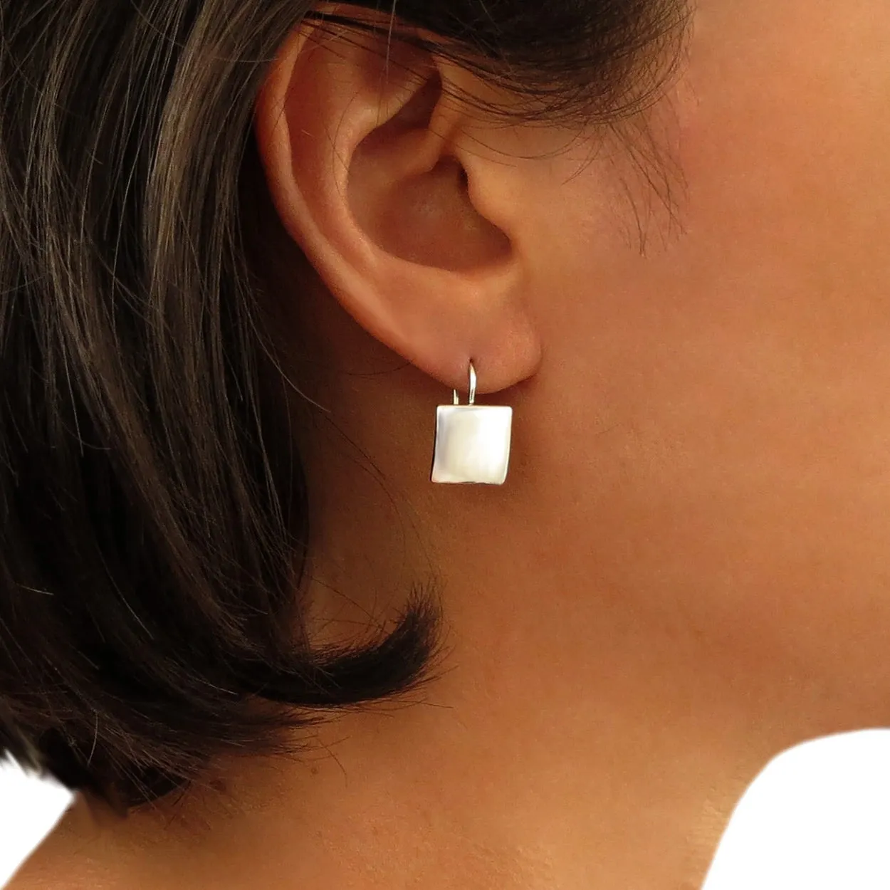 Square Sterling Silver Drop Earrings