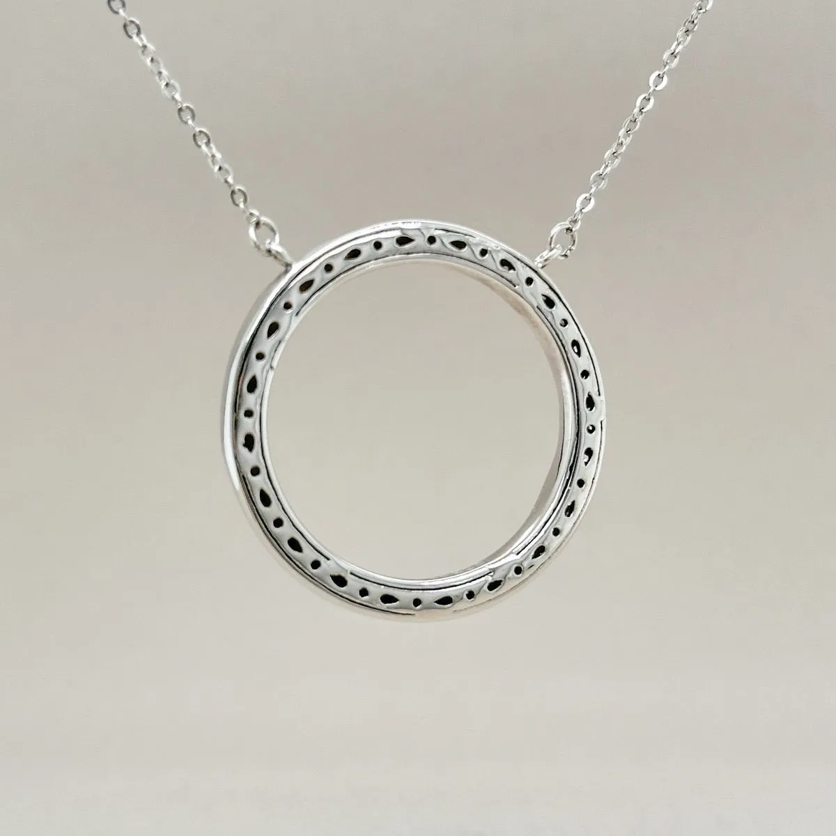 SS CZ Large Fancy Circle Pendant