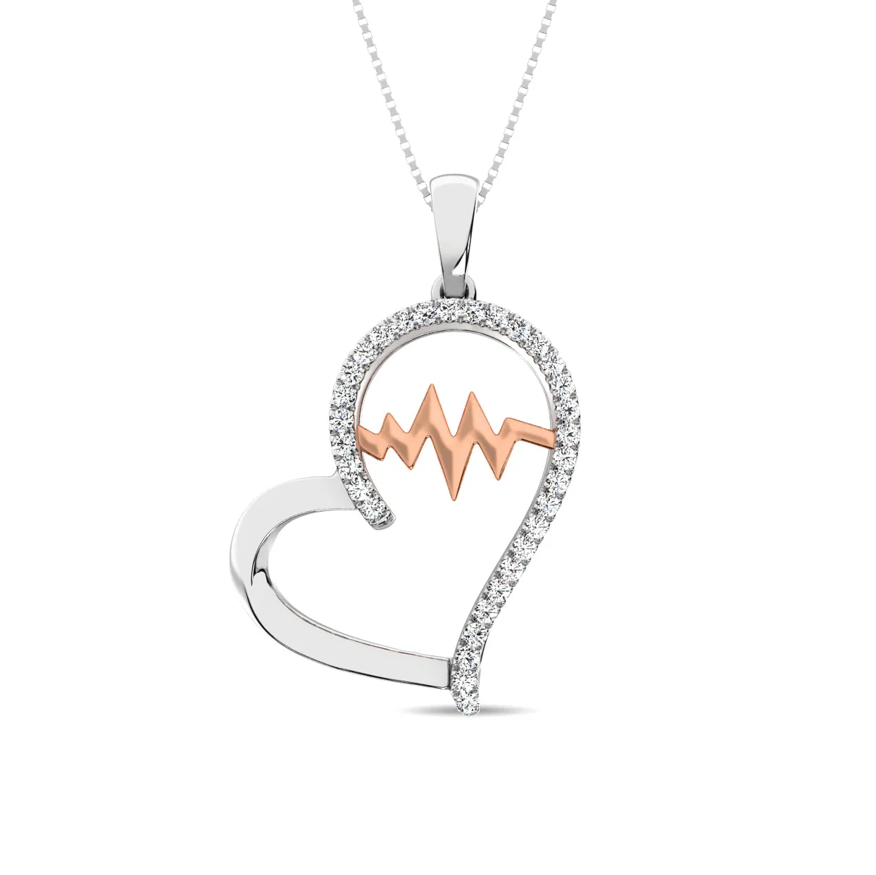 Sterling Silver 1/5 Ct.Tw. Glittering Beats Diamond Fashion Pendant