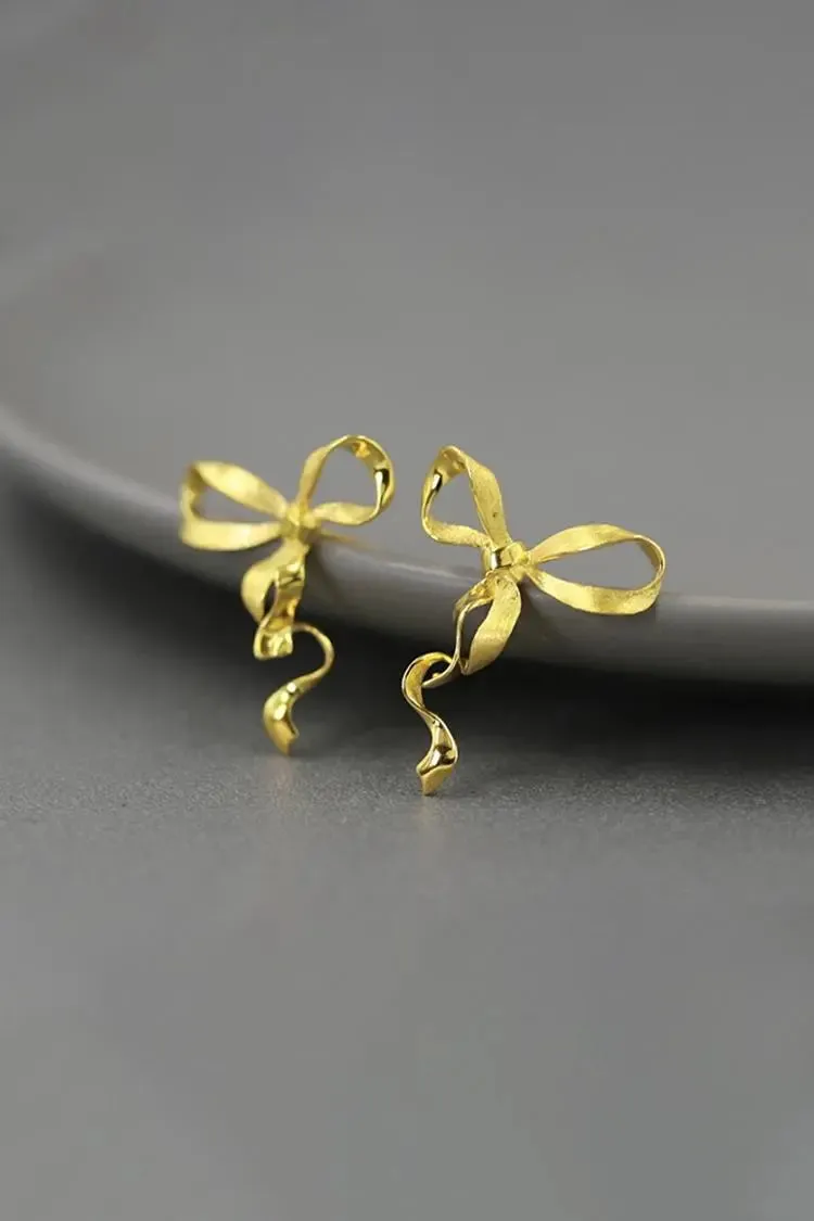 Sterling Silver Bow Stud Earrings