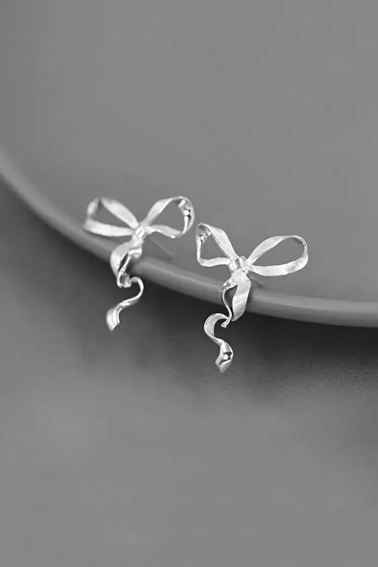 Sterling Silver Bow Stud Earrings