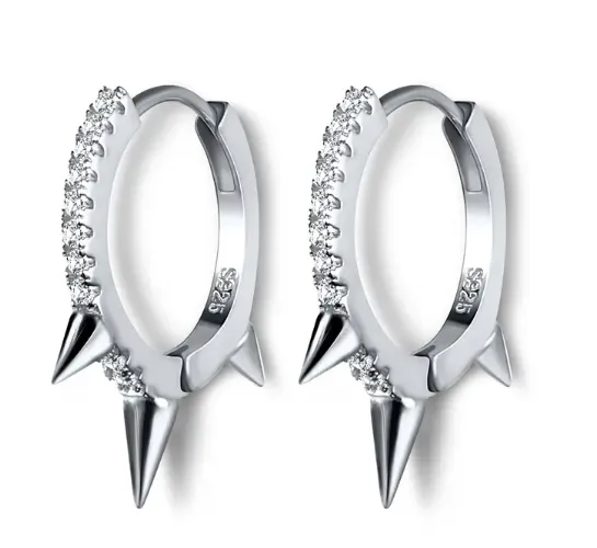 Sterling Silver Huggie Spike Earrings {GOLD or SILVER)