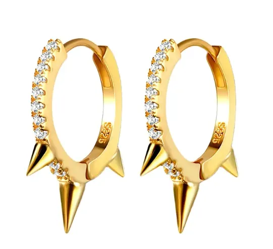 Sterling Silver Huggie Spike Earrings {GOLD or SILVER)