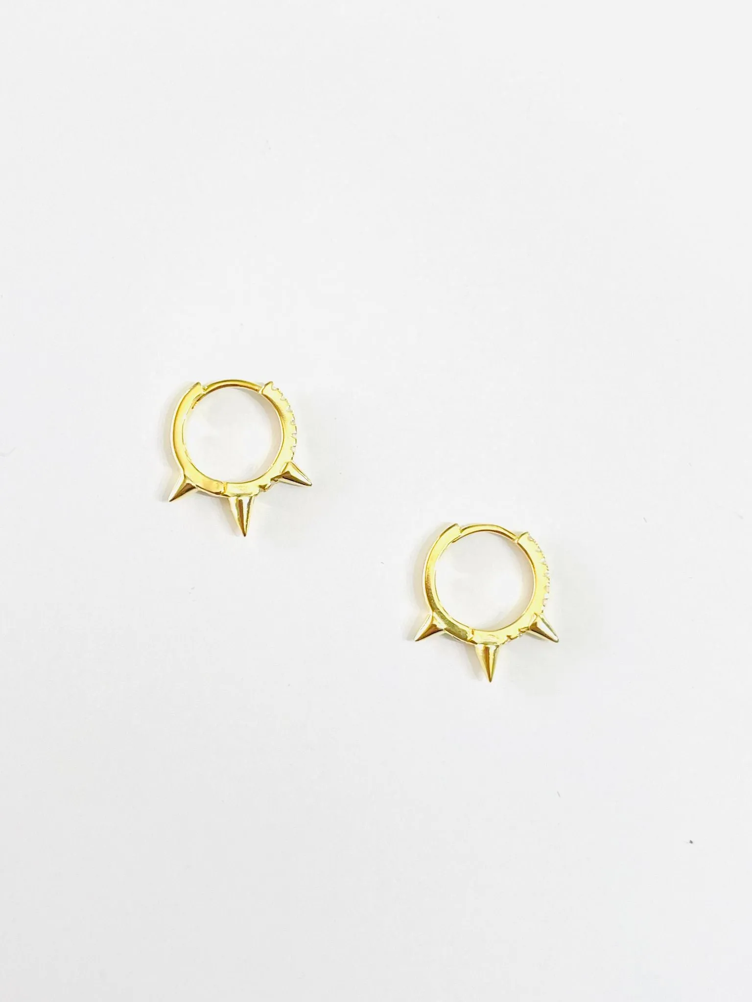 Sterling Silver Huggie Spike Earrings {GOLD or SILVER)