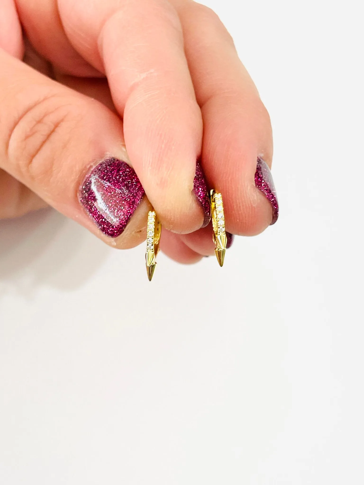 Sterling Silver Huggie Spike Earrings {GOLD or SILVER)