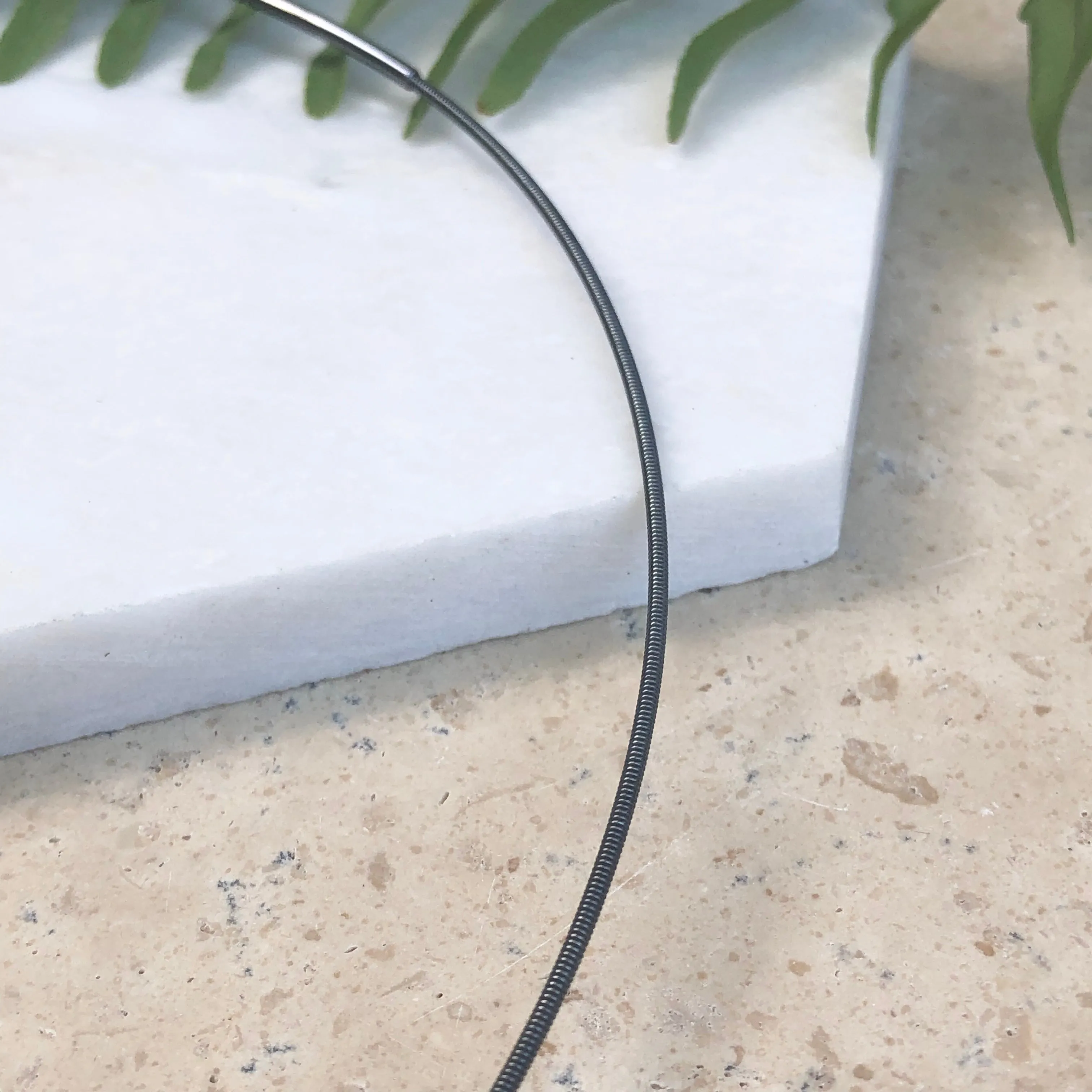 Sterling Silver Oxidized Cable Neck Wire Necklace 1.3mm