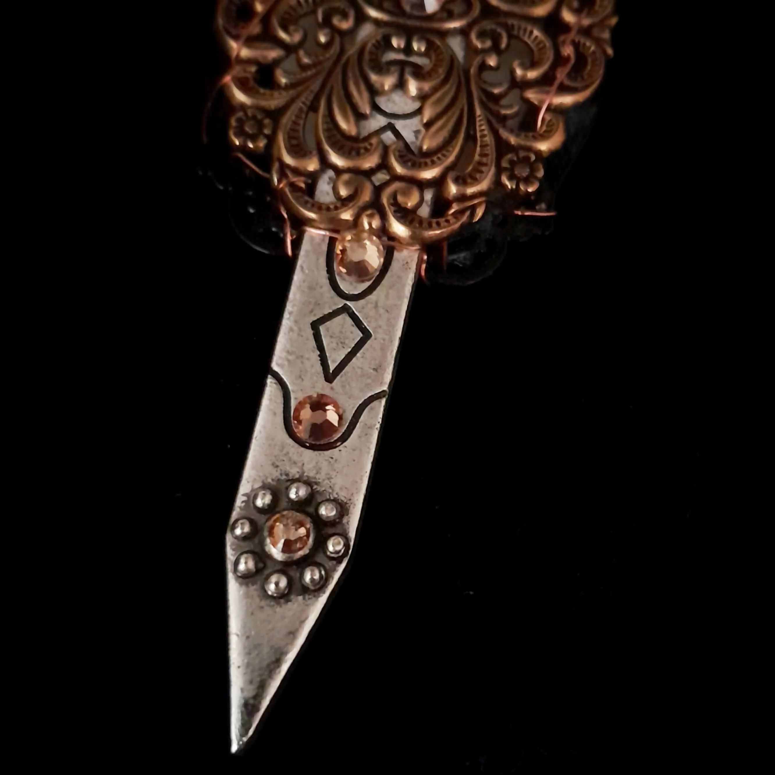 Sword & Cat Cabochon Necklace
