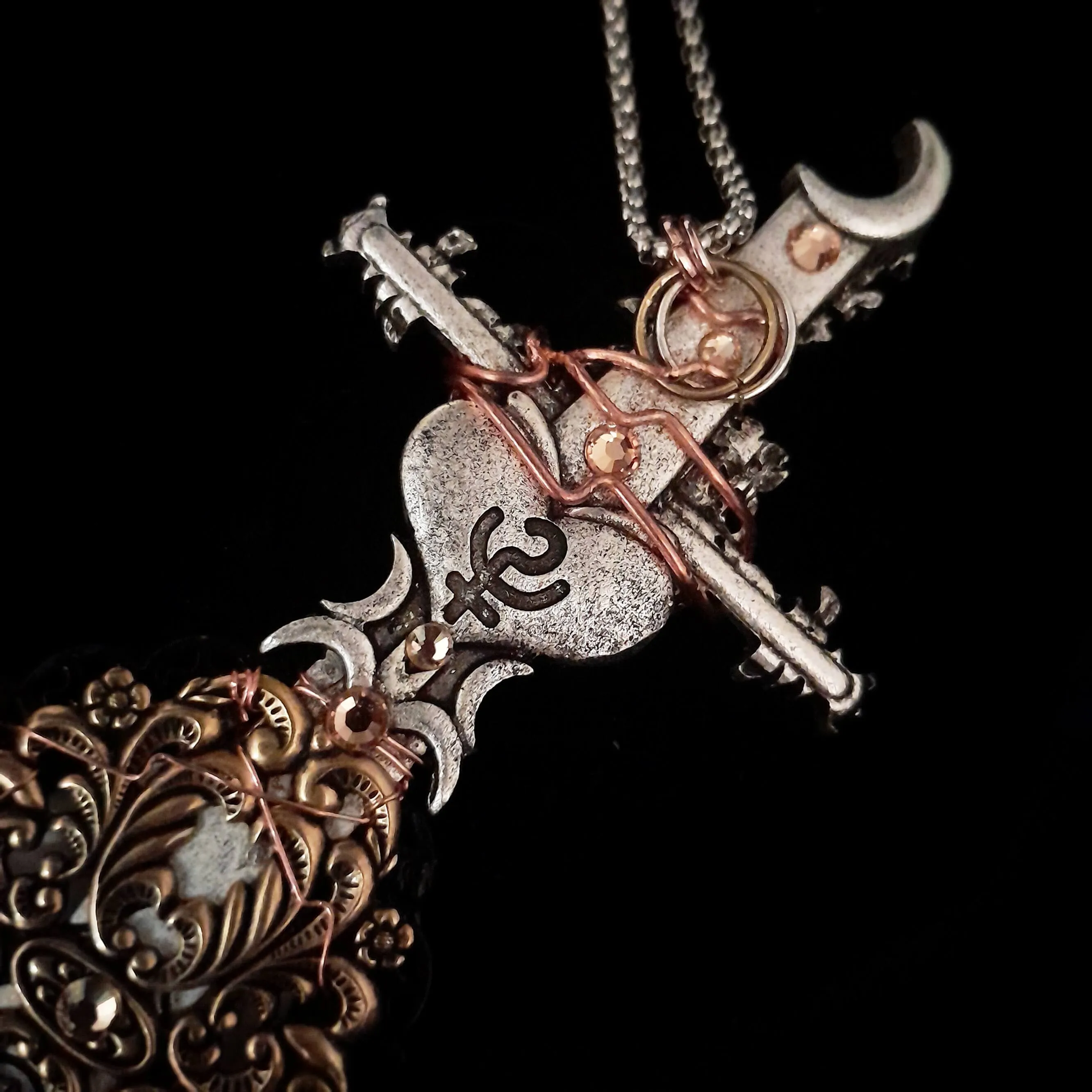 Sword & Cat Cabochon Necklace