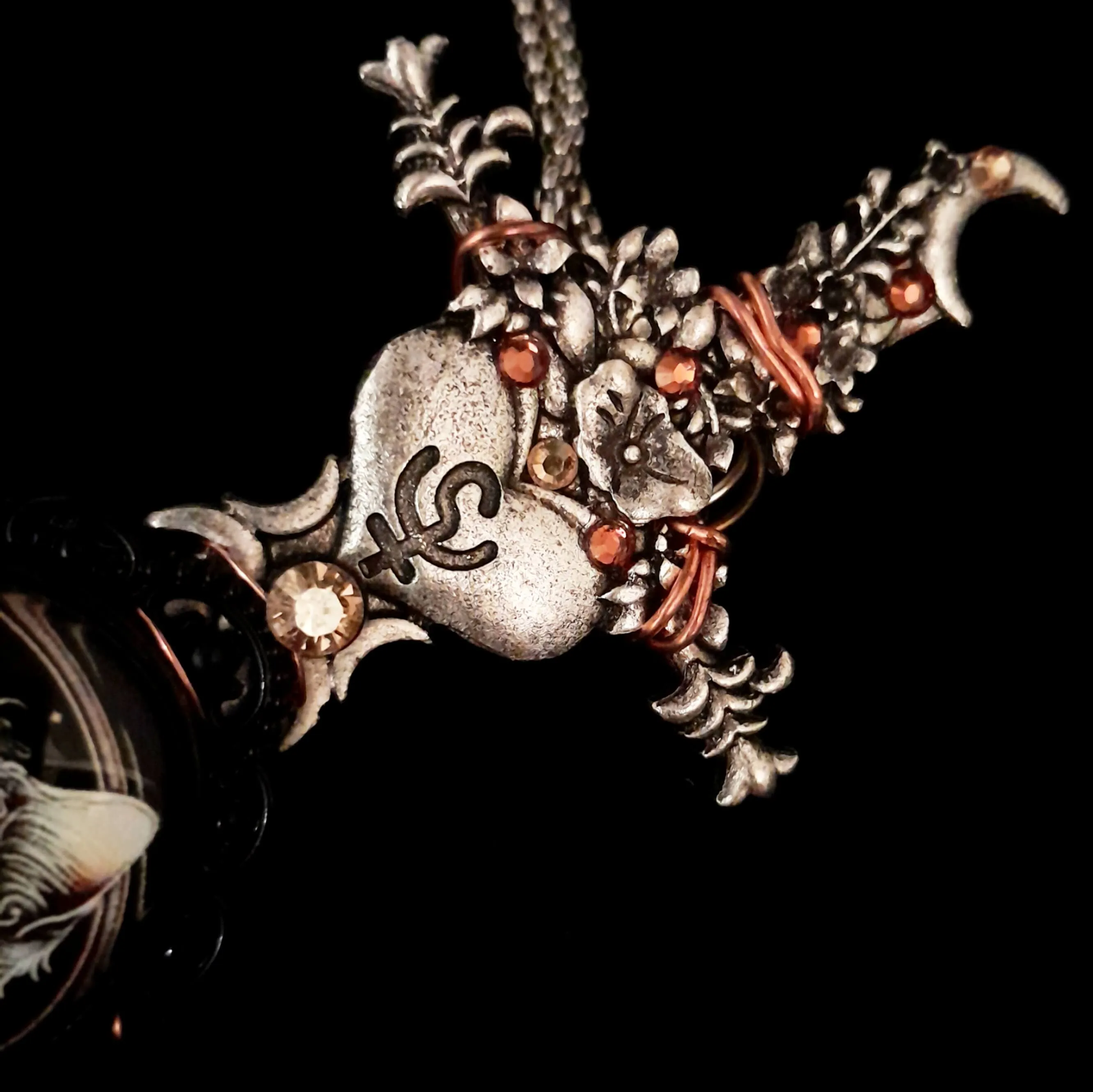 Sword & Cat Cabochon Necklace